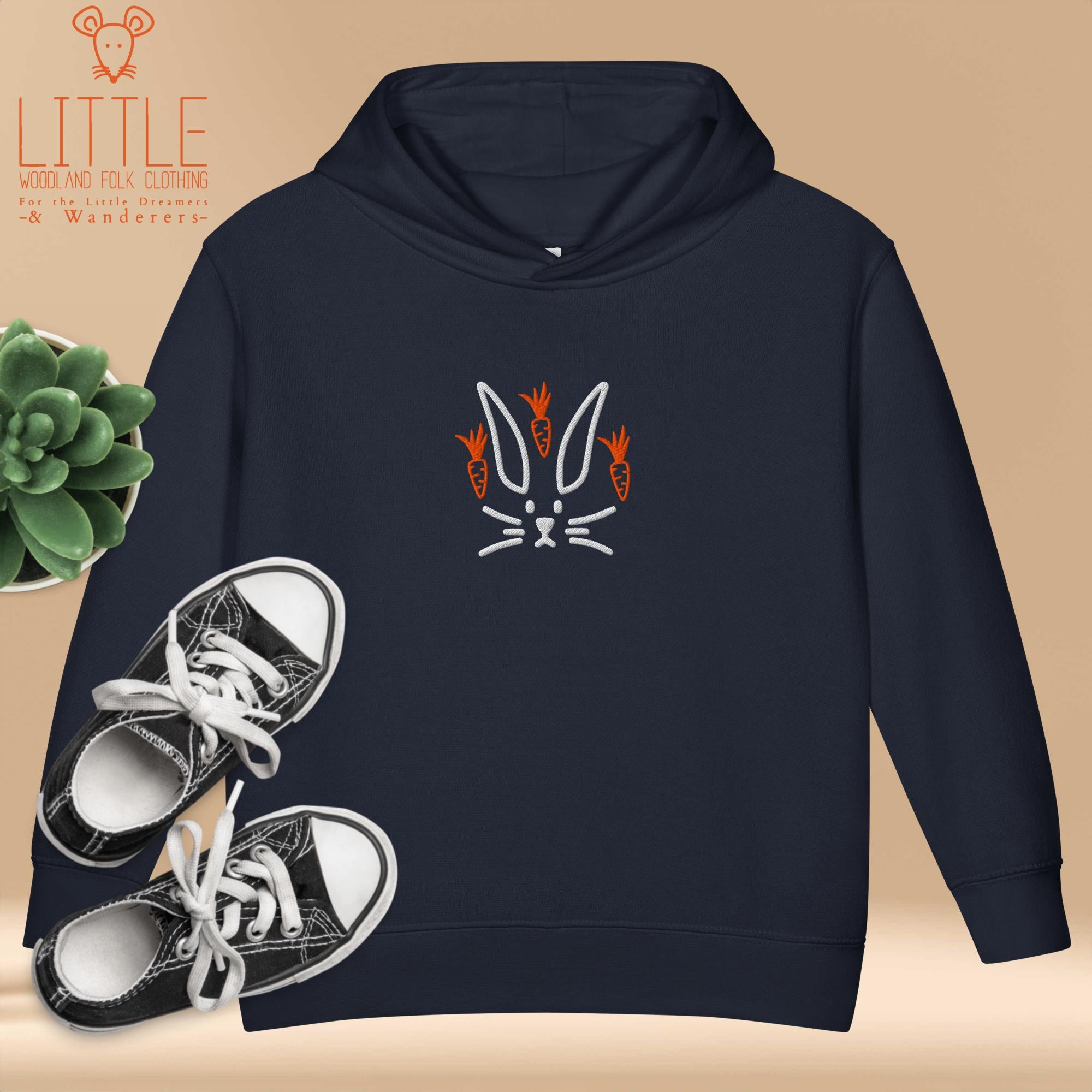 Little Woodland Rabbit - Embroidered Toddler Fleece Pullover Hoodie